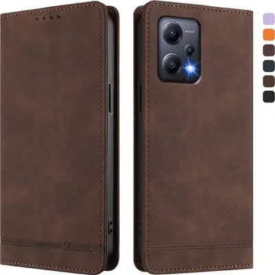 Produktbild von Hülle für Xiaomi Poco X5/Redmi Note 12 5G, Retro Kunstleder Ständer Klapphülle mit Kartenfächer und Magnetische Braun