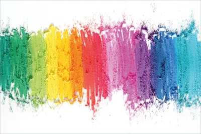 Produktbild von Wallario selbstklebendes Poster - Regenbogenstreifen auf weißem Hintergrund - Bunter Anstrich, Größe: 61 x 91,50 cm