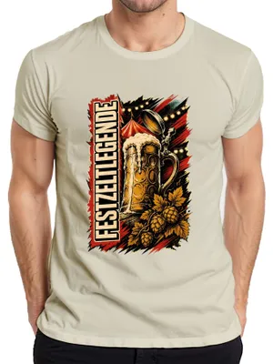 Produktbild von Festzeltlegende Bier Maßkrug Volksfest Lederhose Herren T-Shirt, Natur, 3XL