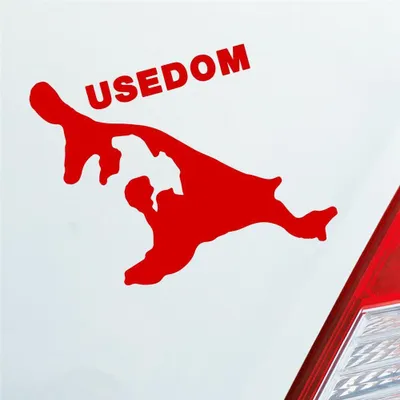 Produktbild von Auto Aufkleber USEDOM Spaß Insel Deutschland Urlaub 10x9 cm Rot Sticker Heckscheibenaufkleber