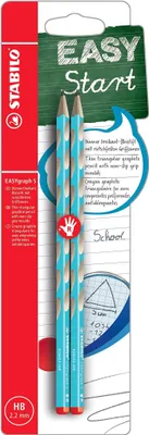 Obrázek produktu pro Tenká trojhranná tužka pro praváky - STABILO EASYgraph S v modré barvě - balení 2 kusů - tvrdost HB