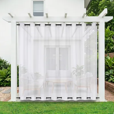 Produktbild von Outdoor Vorhang Wetterfest Transparent mit Ösen, B180xH213cm Wasserdicht Outdoorvorhänge Winddicht für Balkon Garten Pavillon, 1 Stück