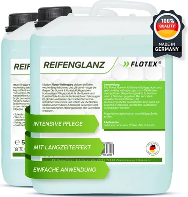 Produktbild von Flotex 2x5L Reifenglanz Gummi Kunststoffpflege Auto Reiniger Kunststoff & Gummi
