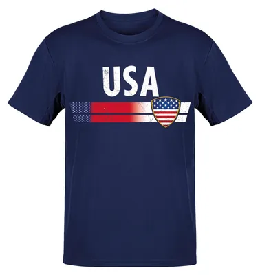 Produktbild von WM EM Fan Shirt Weltmeisterschaft Europameisterschaft 100% Baumwolle T-Shirt Rundhals Fanartikel Herren Damen Fan-Shirt - viele Länder: USA - blau / XL Land wählen: USA - blau Shirt Größe wählen: XL