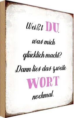 Produktbild von vianmo Holzschild 18x12 cm weiß Du was mich glücklich macht Spruch Zitat