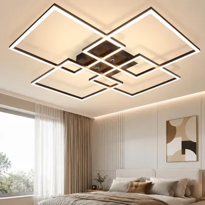 Productafbeelding van ZMH LED plafondlamp, plafondlamp voor de woonkamer - 72 cm, woonkamerlamp, slaapkamer, modern, zwart, slaapkamerlamp, 48W, dimbaar, 3000-6500K, keukenlamp, AI-gegenereerde afbeelding