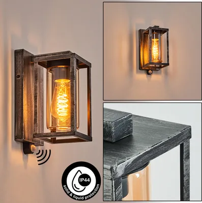 Produktbild von Vibo Außenleuchte mit Bewegungsmelder aus Metall/Glas in Schwarz-Silber