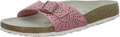 Produktbild von Birkenstock Madrid Crafted rivets Damen Nubukleder Pantolette mit Nietenschmuck, Farbe:Crafted rivets doll, Größe:39, Weite:Schmal
