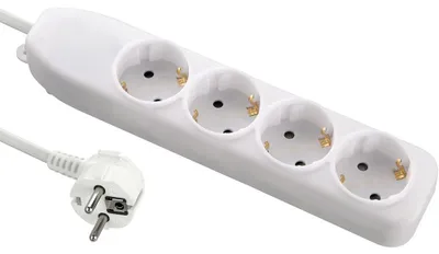 Obrázek produktu pro Electraline 51411, zásuvková lišta, 4 zásuvky, kabel 1,5 m / vícezásuvka / stolní použití