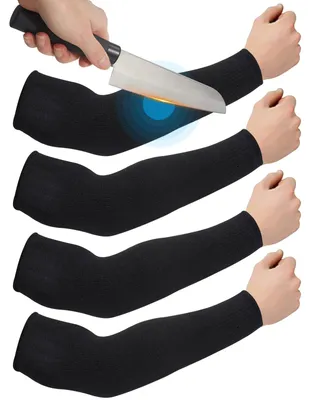 Produktbild von 2 Paar schnittfeste Armstulpen, Unterarmschutz 40 x 10 cm für Damen und Herren, Garten, Küche, Hof, Garage, Arbeit, Schutzstufe 5 (schwarz)