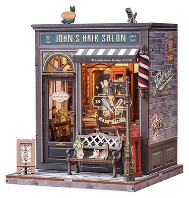 Immagine prodotto di Puzzle 3D, mini casa delle bambole fai da te, salone da parrucchiere di John, Cutebee, 210 pezzi