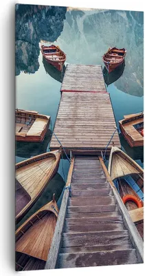 Produktbild von Bild auf Leinwand - Leinwandbild - Berge Boot Wasser - 65x120cm - Wand Bild - Wanddeko - Wandbilder - Leinwanddruck - Bilder - Kunstdruck - Wanddekoration - Leinwand bilder - Wandkunst - PA65x120-3971