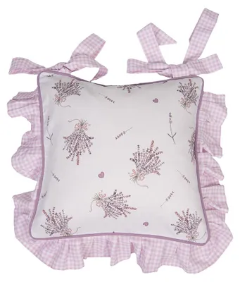 Produktbild von Clayre & Eef Kissenbezug für Stuhl 40x40 cm Violett Weiß Baumwolle Lavendel
