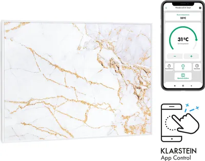 Produktbild von Klarstein Infrarotheizung mit Thermostat, 500W Elektroheizung, Smart Home Bild-Infrarotheizung zur Wandmontage, IR mit IoT/WiFi App-Control, Feuchtraum Flach-Heizkörper, CO2-Freie Wand Heizung