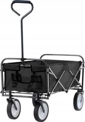 Immagine prodotto di Carrello da trasporto pieghevole, grande carrello da spiaggia e da giardino, 70 kg, nero