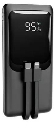 Immagine prodotto di Power bank Gembird PB10-PD20-LCD-01 con ricarica rapida, cavi integrati, 20 W, 10000 mAh, colore nero