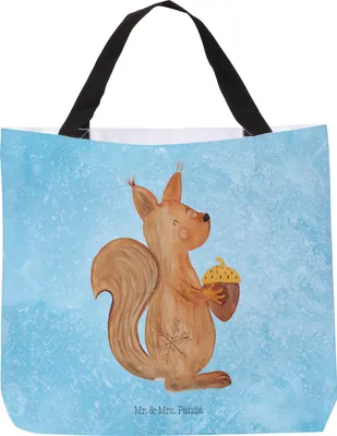 Produktbild von Mr. & Mrs. Panda Tote Bag Eichhörnchen Weihnachtszeit - Eisblau - Geschenk, Tasche, Weihnachten, Weihnachtsgruß, Stoffbeutel, Guten Rutsch, Vogel, Frohes Neues Jahr