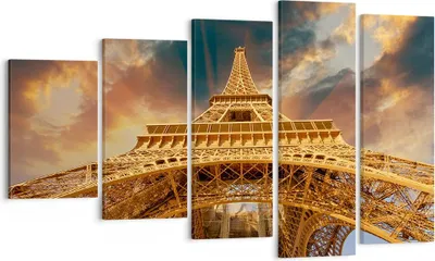 Produktbild von Bild auf Leinwand - Leinwandbild - Eiffle Architektur Paris - 100x60cm - Wand Bild - Wanddeko - Leinwanddruck - Bilder - Kunstdruck - Wanddekoration - Leinwand bilder - Wandkunst - EG100x60-2437