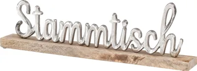 Produktbild von Schriftzug Stammtisch L40cm Metall Mango Silber Holz Tischdeko Deko Aufsteller