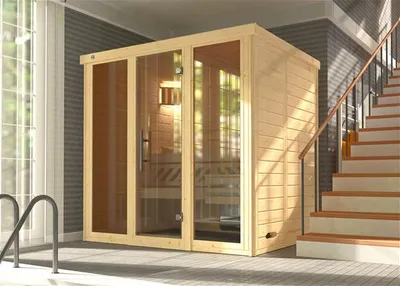 Produktbild von weka Design-Sauna KEMI PANORAMA 2 inkl. 7,5 kW BioS-Ofenset x B x T x H x 211 x 169 x 200