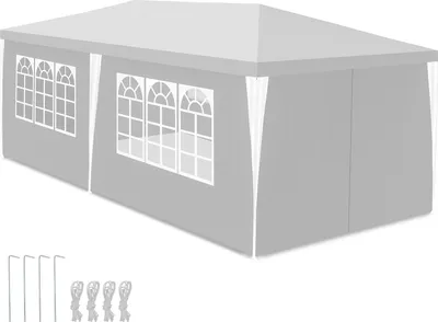 Produktbild von Izrielar Pavillon Partyzelt mit Seitenwänden, Reißverschlusstür & Fenstern, UV-geschützt, 3x6m Weiß