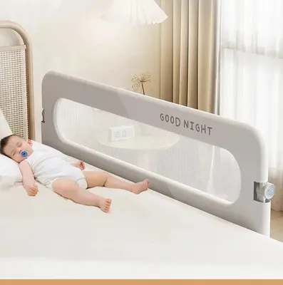 Image de Barrière de lit pour enfants - Barrière pliable - Réglable - 180 cm - Tube en aluminium - Adaptée aux lits simples, aux lits doubles et aux lits pour enfants