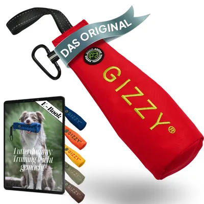 Produktbild von GIZZY® Futterdummy für Hunde rot – Robuster Apportierbeutel mit Handschlaufe – Ideal für Dummytraining & Apportiertraining