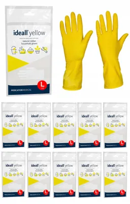 Produktbild von Latex-Haushaltshandschuhe / Gelb / Größe: 9 - L / Ideall Gelb - 12 Stück.