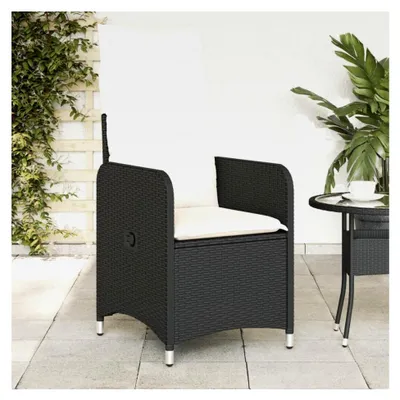 Produktbild von Verstellbarer Gartensessel mit Kissen in Schwarz aus Poly Rattan
