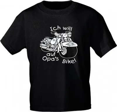 Produktbild von Kinder T-Shirt - Ich will auf Opas Bike - 06904 - schwarz - Gr. 86-164 Größe - 122/128