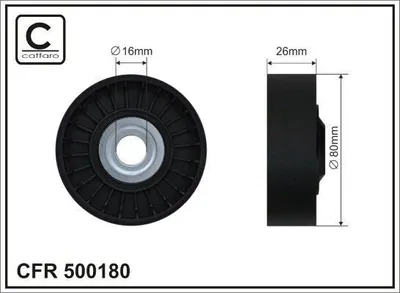 Obrázok produktu pre CAFFARO 500180 Odrazová kladka pre klinový remeň 80 mm, vhodná pre MERCEDES-BENZ SPRINTER 3,5 t dodávka (906), SPRINTER 3 t dodávka (906), SPRINTER 3,5 t autobus