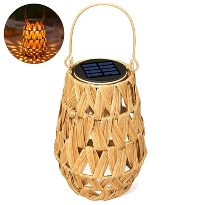 Produktbild von Solar Laterne Garten hängend, handgeflochtene Outdoor Solar Gartenleuchte IP65 wasserdicht, automatische LED Deko Lampe für Garten, Balkon & Terrasse