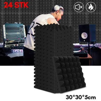 Produktbild von Akustische Wandpaneel – Selbstklebend – 30x30x5cm – 24 Stück Schallschutz – Schalldämpfer – Schallabsorber