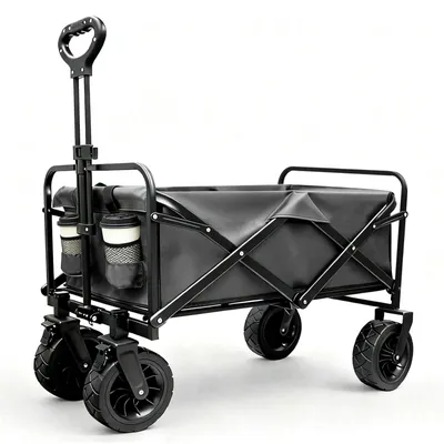 Productafbeelding van Vouwbare kruiwagen, 200 liter inhoud, draagvermogen 200 kg, met rem, geschikt voor terrein en strand