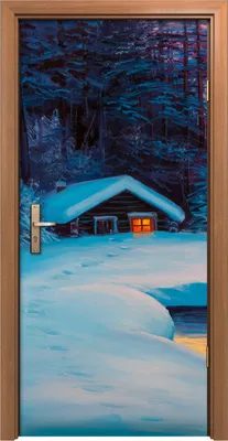 Produktbild von Türposter 90x200 cm Türaufkleber Türtapete Türfolie Klebefolie Landschafts Wald Malerei Winter Wald
