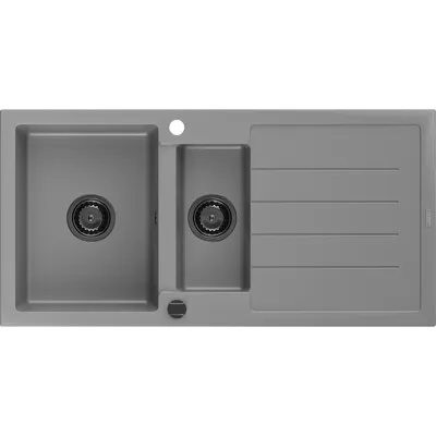 Zdjęcie produktu dla Mexen Andres zlewozmywak granitowy 1,5-komorowy z ociekaczem 1000 x 500 mm, szary, syfon czarny - 6515101510-71-B