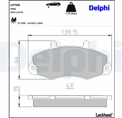 Produktbild von DELPHI Bremsbeläge Satz Vorne Bremsklötze für FORD TRANSIT MK-5 Bus (E) LP766
