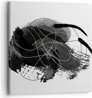 Produktbild von Bild auf Leinwand - Leinwandbild - Einteilig - Abstraktion Schwarz Flecken - 30x30cm - Wand Bild - Wanddeko - Wandbilder - Leinwanddruck - Bilder - Wanddekoration - Leinwand bilder - AC30x30-4368
