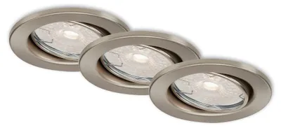 Image de Lampe LED encastrée BRILONER LEUCHTEN DIMM, 5,5 W, 460 lm, IP23, nickel mat, métal, incl., 3x GU10, intensité lumineuse variable,set de 3, Ø 8,6cm