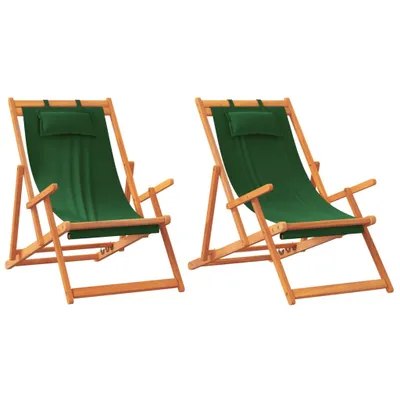 Productafbeelding van vidaXL Klapstoelen, 2 stuks, met groene bekleding