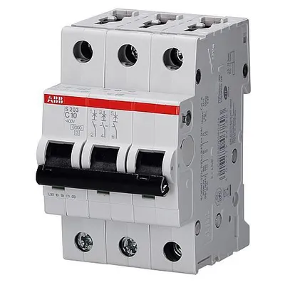 Obrázok produktu pre ABB Sicherungsautomat 10A S203-C10 pro M comp. 3pol.6kA f.Leitungssch. S203-C10 (2CDS253001R0104)