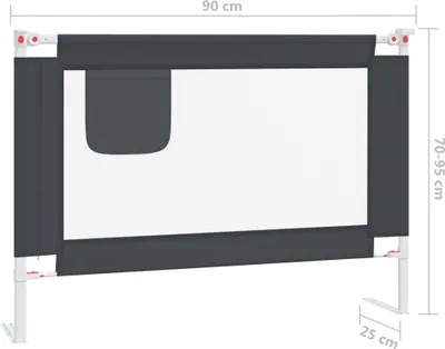Immagine prodotto di vidaXL Protezione letto per bambini grigio scuro 90x25 cm tessuto
