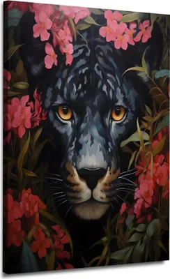 Produktbild von Leinwandbild Wandbild schwarzer Panther Kunstdruck XXL Wanddeko: 75x100x2cm