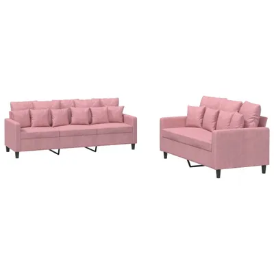 Produktbild von vidaXL 2-tlg. Sofagarnitur mit Kissen Rosa Samt