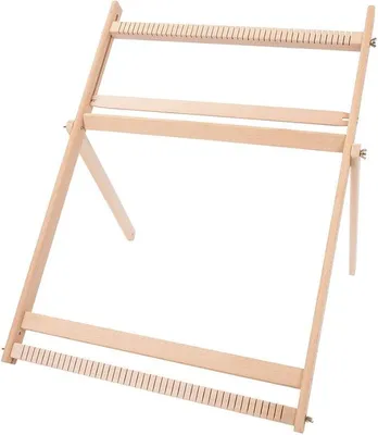 Imagen del producto de Marco de tejido ajustable, telar de madera maciza para principiantes, con botones fáciles de usar y mecanismos de ajuste de metal, ideal para tejidos pequeños como servilletas o posavasos