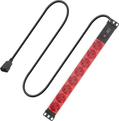 Zdjęcie produktu dla ACT PD3004, 3 m, Wewnętrzna, Typu F, C14 panel, Prosty, Czarny, Czerwony