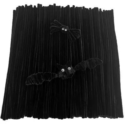 Productafbeelding van Set van 200 Zwarte Pijpenragers 300x6 mm, voor Creatieve DIY Knutselprojecten, voor Feestdecoraties