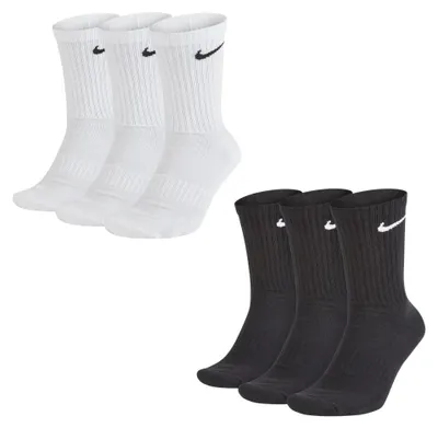 Produktbild von Nike Cushioned Crew Tennissocken, 3 Paar schwarz / 3 Paar weiß, SX7664, 42-46