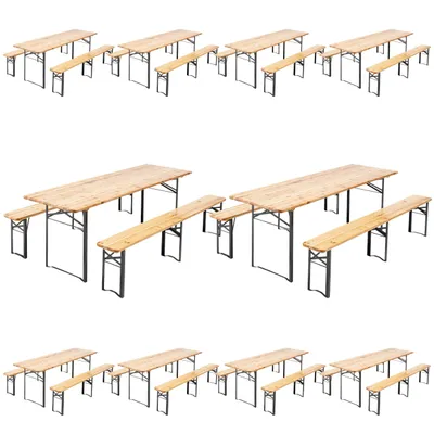 Image de Lot de 10 Set Brasserie table et banc 220 cm - Oviala Munich