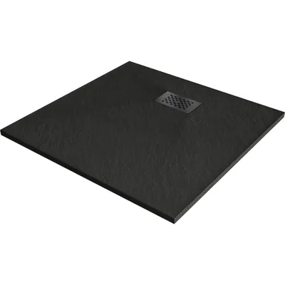 Zdjęcie produktu dla Mexen Hugo brodzik kwadratowy SMC 80 x 80 cm, czarny, maskownica czarna - 42708080-B